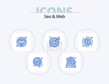 Téléchargez les illustrations : Seo and Web Blue Icon Pack 5 Icon Design. internet. web. web. web. seo - en licence libre de droit
