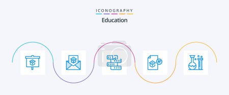 Illustration for Education Blue 5 Icon Pack Including knowledge. education. invite. study. knowledge - Royalty Free Image