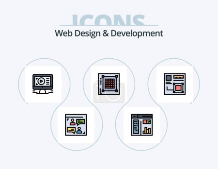 Illustration for Web Design And Development Line Filled Icon Pack 5 Icon Design. achievement . tool . design. play - Royalty Free Image