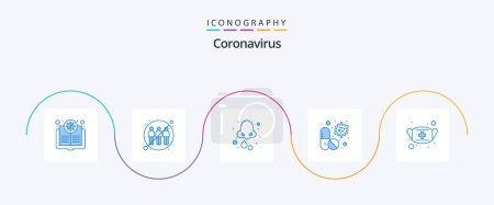 Téléchargez les illustrations : Coronavirus Blue 5 Icon Pack Including capsule. virus. infection. nose. drops - en licence libre de droit