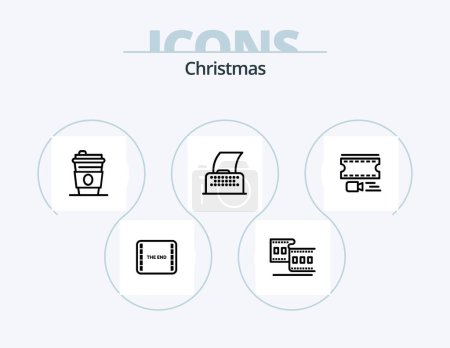 Téléchargez les illustrations : Christmas Line Icon Pack 5 Icon Design. xmas. christmas. cake. jingle. bells - en licence libre de droit
