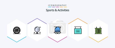 Illustration for Sports and Activities 25 FilledLine icon pack including game. sports. athletics. game. end - Royalty Free Image