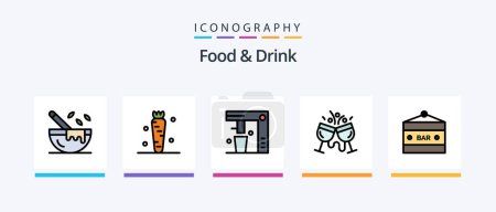Téléchargez les photos : Food And Drink Line Filled 5 Icon Pack Including food. drink. food. restaurant. Creative Icons Design - en image libre de droit