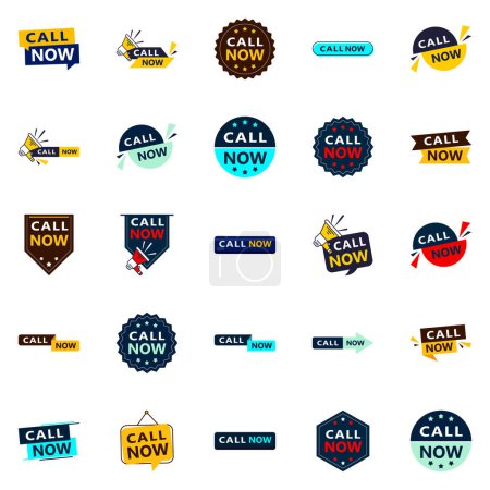 Ilustración de Call Now 25 Modern Typographic Elements for promoting calls in a current way - Imagen libre de derechos