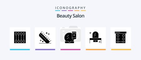 Illustration for Beauty Salon Glyph 5 Icon Pack Including drawer. beauty. hairdressing. makeup base. face makeup. Creative Icons Design - Royalty Free Image