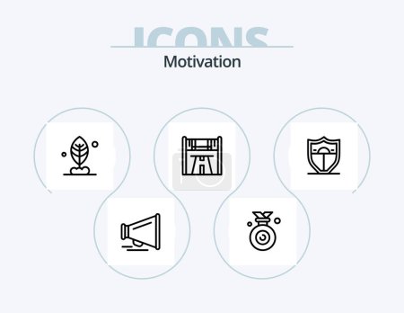Ilustración de Motivation Line Icon Pack 5 Icon Design. . quality. success. medal. deep search - Imagen libre de derechos