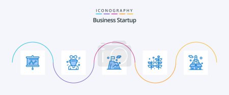 Illustration for Business Startup Blue 5 Icon Pack Including rocket. business. business. plant. business - Royalty Free Image