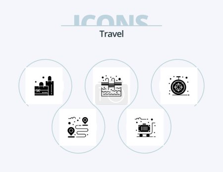 Ilustración de Travel Glyph Icon Pack 5 Icon Design. safari. browser. bag. swimming. stairs - Imagen libre de derechos