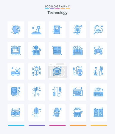 Téléchargez les illustrations : Creative Technology 25 Blue icon pack  Such As cloud. feature. data. watch. device - en licence libre de droit