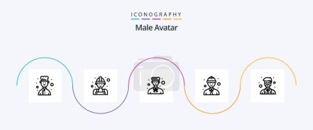 Illustration for Male Avatar Line 5 Icon Pack Including professor. instructor. bell. worker. line worker - Royalty Free Image