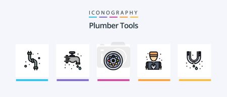 Illustration for Plumber Line Filled 5 Icon Pack Including . sink. cleaner. plumbing. bathroom. Creative Icons Design - Royalty Free Image