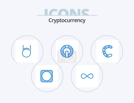 Téléchargez les illustrations : Cryptocurrency Blue Icon Pack 5 Icon Design. chain coin. crypto. currency. coin. crypto currency - en licence libre de droit