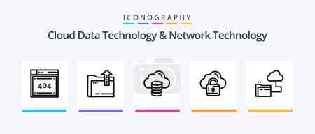 Téléchargez les illustrations : Cloud Data Technology And Network Technology Line 5 Icon Pack Including wifi . error. globe . codiing.  file. Creative Icons Design - en licence libre de droit
