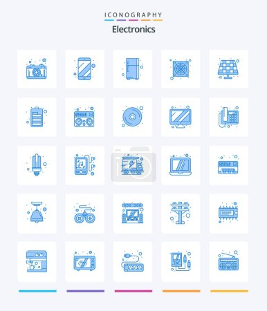 Illustration for Creative Electronics 25 Blue icon pack  Such As battery. eco. electronic device. battery. cooler - Royalty Free Image