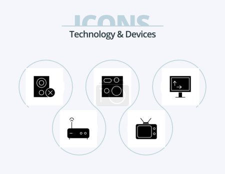 Ilustración de Devices Glyph Icon Pack 5 Icon Design. tv. products. gadget. plate. devices - Imagen libre de derechos