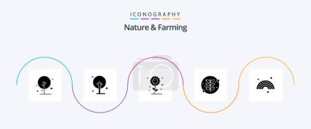 Téléchargez les illustrations : Nature And Farming Glyph 5 Icon Pack Including forecast. plant. farming. nature. grow - en licence libre de droit