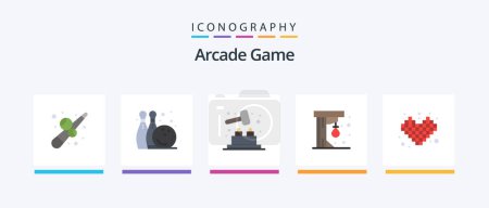 Ilustración de Arcade Flat 5 Icon Pack Including play. competition. whack a mole. play. fun. Creative Icons Design - Imagen libre de derechos