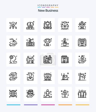 Illustration for Creative New Business 25 OutLine icon pack  Such As . online . idea . laptop . - Royalty Free Image