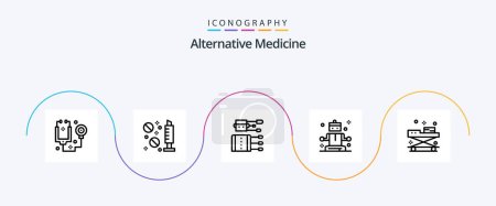 Illustration for Alternative Medicine Line 5 Icon Pack Including doctor. wellness. acupuncture. relaxing. spa - Royalty Free Image