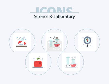 Illustration for Science Flat Icon Pack 5 Icon Design. biology. laboratory. tube. flasks. science - Royalty Free Image