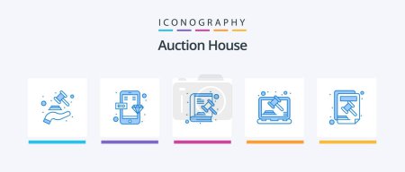 Illustration for Auction Blue 5 Icon Pack Including law. court. phone. book. justice. Creative Icons Design - Royalty Free Image