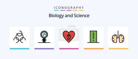 Illustration for Biology Line Filled 5 Icon Pack Including molecule. chemistry. atom. chemical. laboratory. Creative Icons Design - Royalty Free Image