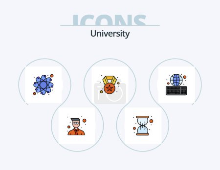 Ilustración de University Line Filled Icon Pack 5 Icon Design. online assignment. highlighter. student. bachelor - Imagen libre de derechos
