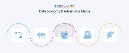 Ilustración de Data Economy And Advertising Media Blue 5 Icon Pack Including organization. business. sketch. paper. newspaper - Imagen libre de derechos