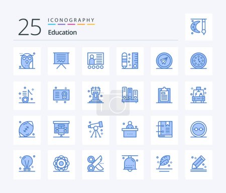 Ilustración de Education 25 Blue Color icon pack including pencil. drafting. education. teacher. education - Imagen libre de derechos