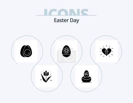 Illustration for Easter Glyph Icon Pack 5 Icon Design. plant. easter. food. decoration. easter - Royalty Free Image