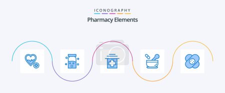 Ilustración de Pharmacy Elements Blue 5 Icon Pack Including medical. healthcare. healthcare. soup. medical - Imagen libre de derechos