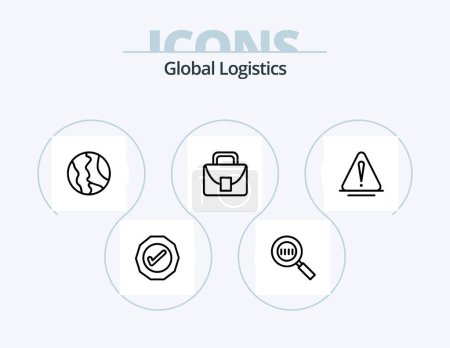 Illustration for Global Logistics Line Icon Pack 5 Icon Design. global. pay. box. global. credit - Royalty Free Image