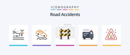 Illustration for Road Accidents Flat 5 Icon Pack Including signaling. car. barrier. clipart. under construction. Creative Icons Design - Royalty Free Image