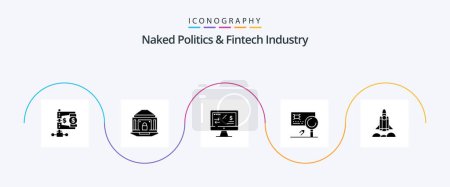 Illustration for Naked Politics And Fintech Industry Glyph 5 Icon Pack Including detection. banking. lock. analysis. income - Royalty Free Image