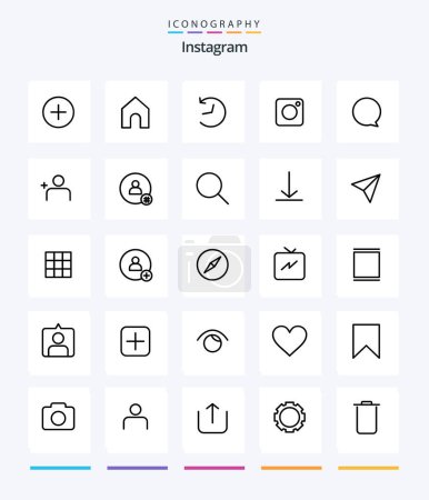 Illustration for Creative Instagram 25 OutLine icon pack  Such As instagram. interface. refresh. instagram. social - Royalty Free Image