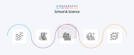 Téléchargez les illustrations : School And Science Line 5 Icon Pack Including nano. apple. books. study. book - en licence libre de droit