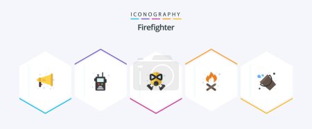 Ilustración de Firefighter 25 Flat icon pack including firefighter. bucket. fire. fire place. camping - Imagen libre de derechos