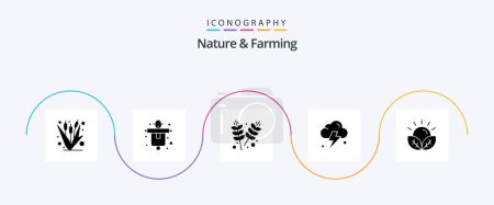 Illustration for Nature And Farming Glyph 5 Icon Pack Including crops. power. scarecrow. cloud. grains - Royalty Free Image