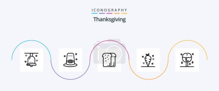 Illustration for Thanksgiving Line 5 Icon Pack Including vitamin. thanksgiving. thanksgiving. carrot. holiday - Royalty Free Image