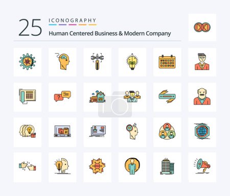 Ilustración de Human Centered Business And Modern Company 25 Line Filled icon pack including calendar. bulb. user. idea. screw - Imagen libre de derechos