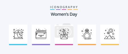 Illustration for Womens Day Line 5 Icon Pack Including present. celebrate. butterfly. woman. sex. Creative Icons Design - Royalty Free Image