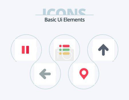 Téléchargez les illustrations : Basic Ui Elements Flat Icon Pack 5 Icon Design. arrow. write. control. text. list - en licence libre de droit