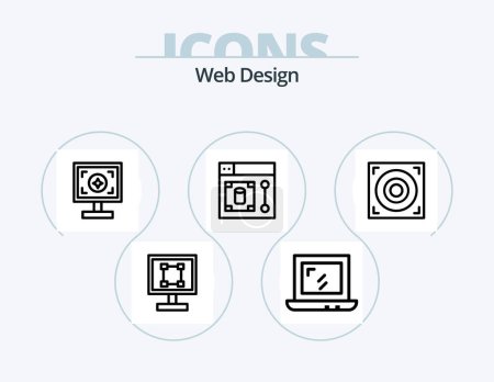 Illustration for Web Design Line Icon Pack 5 Icon Design. download. web. web. fly. design - Royalty Free Image