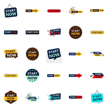 Ilustración de 25 Versatile Typographic Banners for promoting starting in different contexts - Imagen libre de derechos