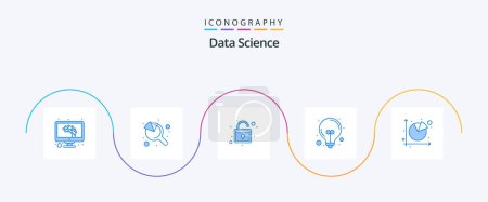Téléchargez les illustrations : Data Science Blue 5 Icon Pack Including pie. chart. streamline. business tools. light - en licence libre de droit
