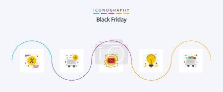 Illustration for Black Friday Flat 5 Icon Pack Including black friday. sale advertisement. friday. grand sale. collect - Royalty Free Image