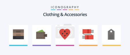 Illustration for Clothing and Accessories Flat 5 Icon Pack Including wear. discount. sewing accessories. clothing. scarf. Creative Icons Design - Royalty Free Image