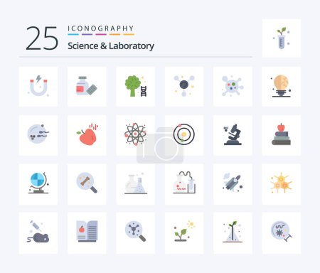 Téléchargez les illustrations : Science 25 Flat Color icon pack including procreation. science. science. idea. science - en licence libre de droit