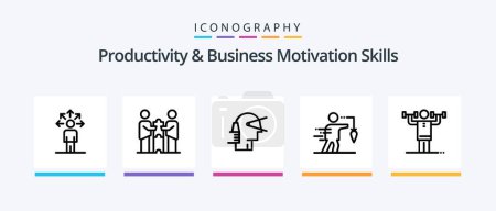 Téléchargez les illustrations : Productivity And Business Motivation Skills Line 5 Icon Pack Including logic. business. power. leave. comfort. Creative Icons Design - en licence libre de droit
