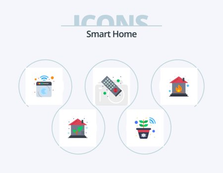 Illustration for Smart Home Flat Icon Pack 5 Icon Design. home. tv remote. clean. remote control. machine mashing - Royalty Free Image